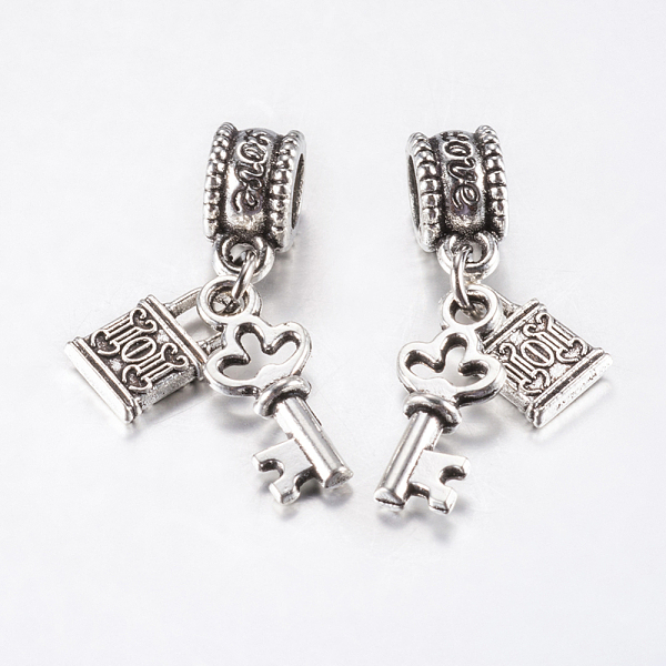 

PandaHall Tibetan Style Alloy European Dangle Charms, Large Hole Pendants, Key with Lock, Antique Silver, 28mm, Pendant: 11~16.5x7x2~3.5mm...