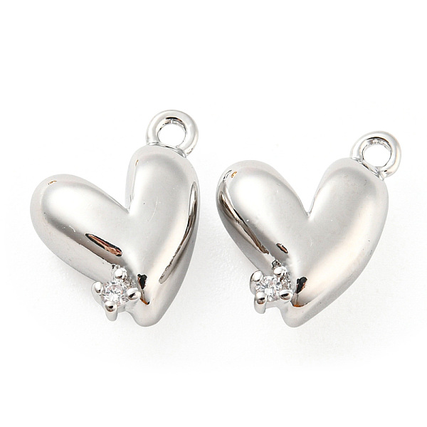 

PandaHall Brass Micro Pave Cubic Zirconia Charms, Heart, Real Platinum Plated, 10x8.5x4mm, Hole: 1mm Brass+Cubic Zirconia Heart Clear