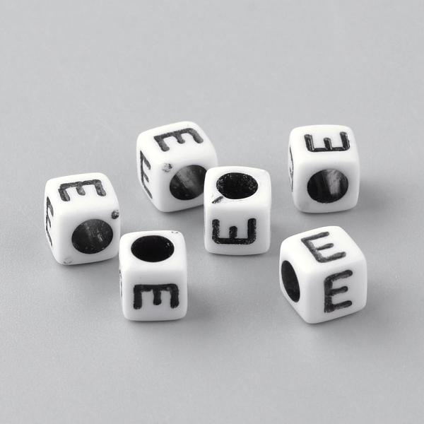 

PandaHall Opaque Acrylic Beads, Letter Style, Cube, Letter.E, 6x6x6mm, Hole: 3mm, about 3000pcs/500g Acrylic Letter E