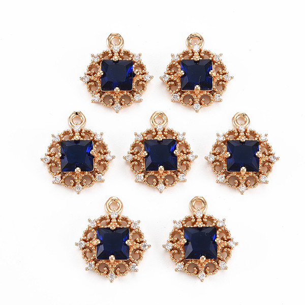 

PandaHall Rack Plating Brass Micro Pave Clear Cubic Zirconia Pendants, with Faceted Glass, Long-Lasting Plated, Cadmium Free & Lead Free...