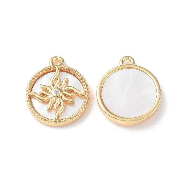 

PandaHall Brass Micro Pave Clear Cubic Zirconia Flat Round Charms, with Shell, Real 18K Gold Plated, 14.5x12.5x2.5mm, Hole: 1mm Shell Flat...
