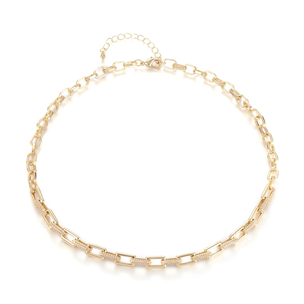 

PandaHall Brass Cable Chains Necklaces, with Clear Cubic Zirconia and Lobster Claw Clasps, Textured, Long-Lasting Plated, Golden, 16.73 inch...