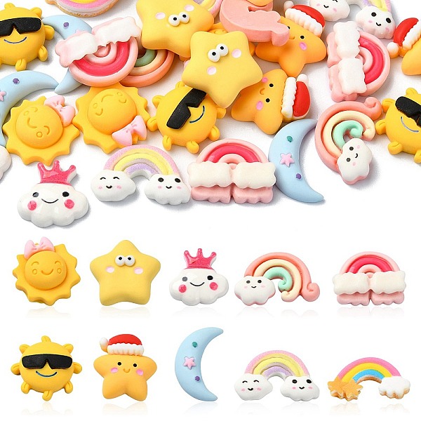 

PandaHall 30Pcs 10 Styles Opaque Resin Cabochons, Mixed Shapes, Mixed Color, 12.5~25x18.5~22.5x5~7mm, 3pcs/style Resin Mixed Shapes..., Multicolor