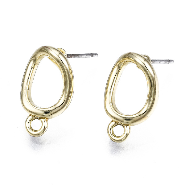 

PandaHall Alloy Stud Earrings, with Loop, Cadmium Free & Lead Free, Oval, Light Gold, 15x9mm, Hole: 1.6mm, Pin: 0.7mm Alloy Oval