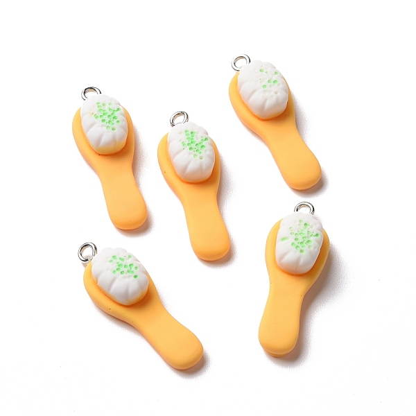 

PandaHall Opaque Resin Pendants, with Platinum Tone Iron Loops, Brush Charm, Gold, 32x11.5x8mm, Hole: 2mm Iron+Resin Tool Gold