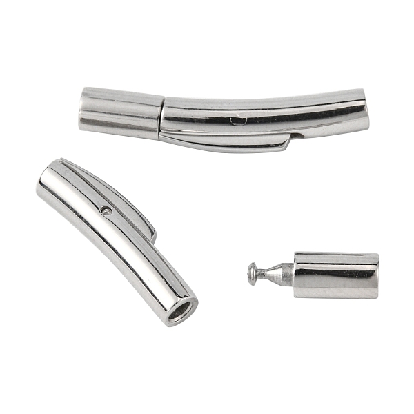 

PandaHall Column 304 Stainless Steel Bayonet Necklace Clasps, Stainless Steel Color, 25~25.5x4.5~5x4mm, Hole: 1.8~2mm 304 Stainless Steel