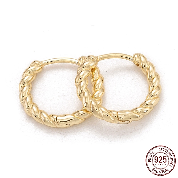 

PandaHall 925 Sterling Silver Huggie Hoop Earrings, Twist, Light Gold, 13.5x15x2mm, Pin: 0.7mm Sterling Silver