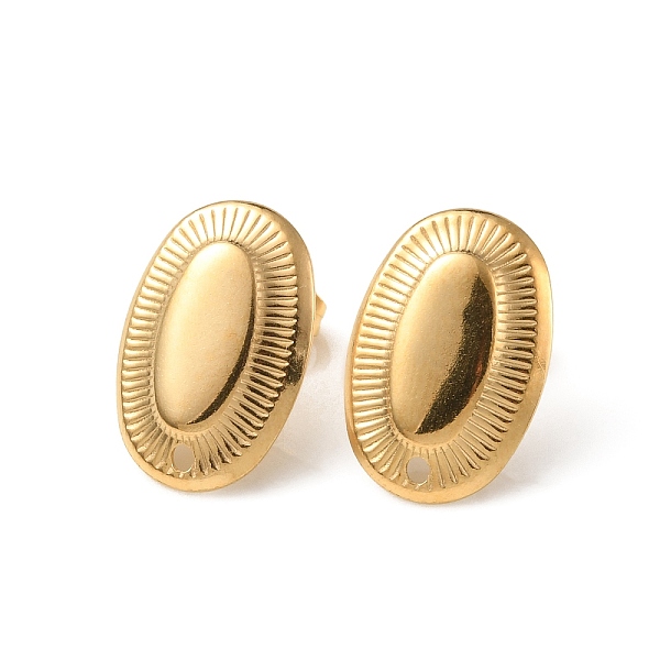 

PandaHall 304 Stainless Steel Stud Earring Findings, with Hole, Oval, Golden, 18.5x12.5mm, Hole: 1.2mm, Pin: 0.8mm 304 Stainless Steel Oval