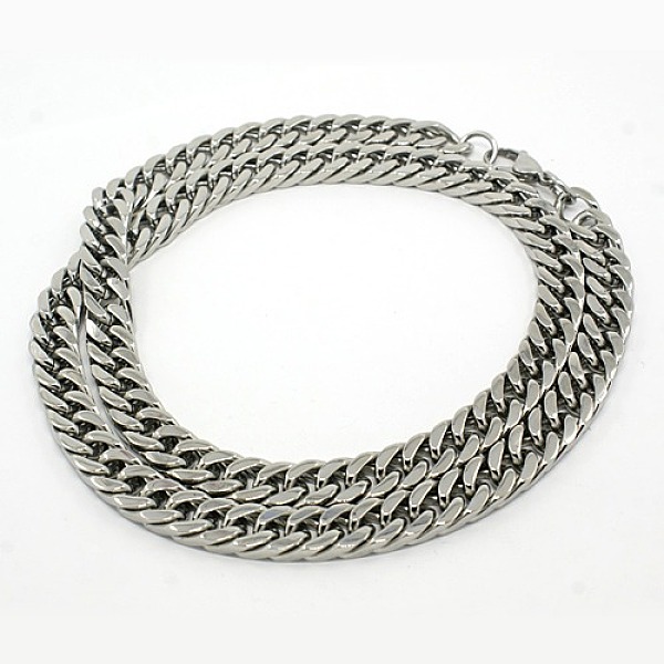 

PandaHall 201 Stainless Steel Cuban Link Chain Necklaces, with Lobster Claw Clasps, Stainless Steel Color, Stainless Steel Color, 23.6 inch...