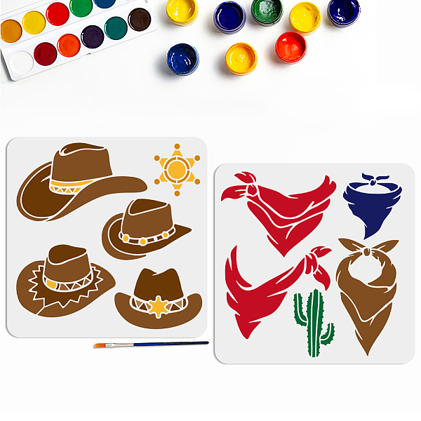 

PandaHall MAYJOYDIY US 1 Set PET Hollow Out Drawing Painting Stencils, for DIY Scrapbook, Photo Album, with 1Pc Art Paint Brushes, Hat...