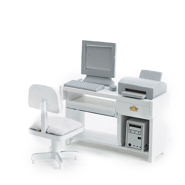

PandaHall Wood Computer Desk and Chair Set, Micro Landscape Home Dollhouse Accessories, Pretending Prop Decorations, Gray, 110x44x68mm Wood...
