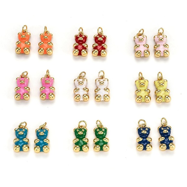 

PandaHall Real 18K Gold Plated Brass Pendants, with Enamel and Jump Rings, Long-Lasting Plated, Bear, Mixed Color, 17.5x9x5mm, Jump Ring..., Multicolor
