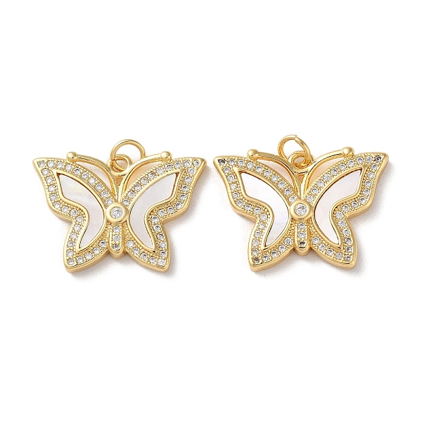 

PandaHall Brass Micro Pave Clear Cubic Zirconia Pendants, with Shell and Jump Ring, Real 18K Gold Plated, Butterfly, 17x24.5x3mm, Hole: 3mm...
