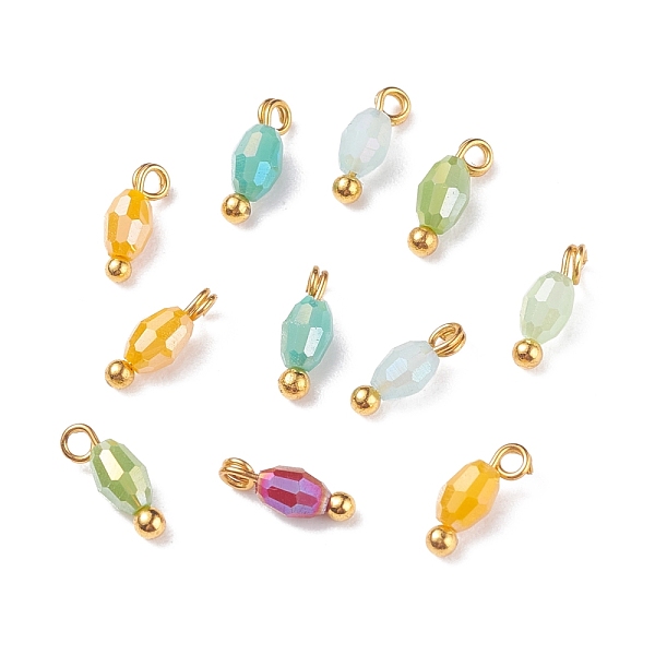 

PandaHall Electroplate Glass Charms, with Brass Ball Head Pins, Medium Sea Green, 8.5x3mm, Hole: 1.2mm Glass Rice