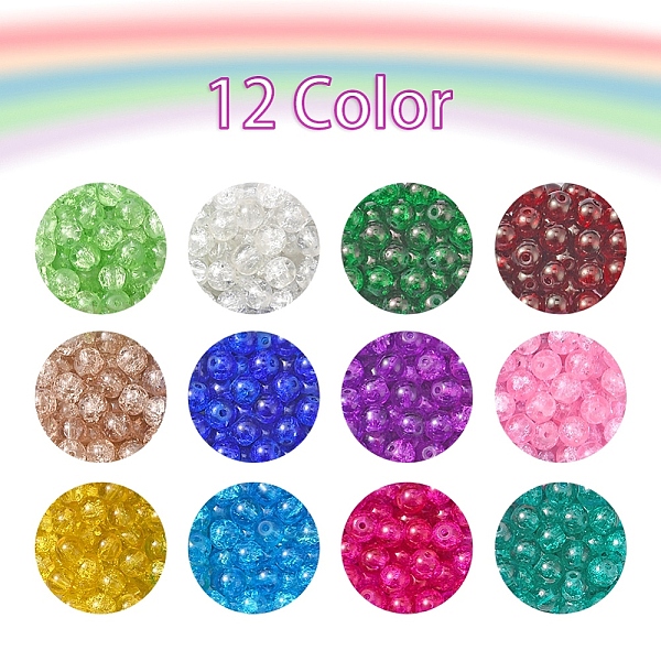 

PandaHall 900Pcs 12 Colors Spray Painted Crackle Glass Beads Strands, Round, Mixed Color, 6mm, Hole: 1.3~1.6mm, 75pcs/colors Glass Round..., Multicolor