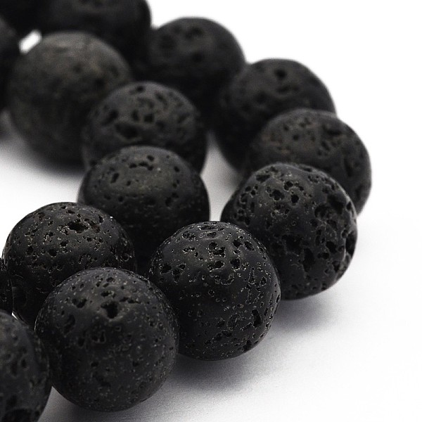 

PandaHall Natural Lava Rock Round Bead Strands, Lava Rock, 12mm, Hole: 1mm, about 34pcs/strand, 15.7 inch Round Black