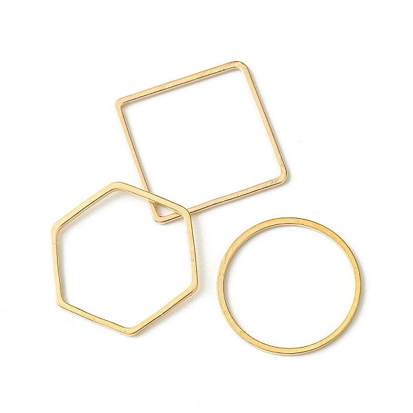 

PandaHall 60Pcs 3 Styles Brass Linking Rings, Square & Ring & Hexagon, Mixed Shapes, Light Gold, 20~20x20~22.5x1mm, 20pcs/style Brass Mixed...