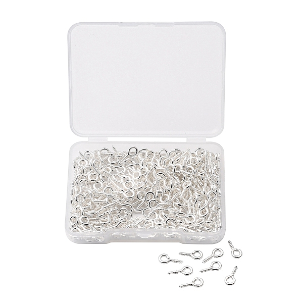 

PandaHall Iron Screw Eye Pin Peg Bails, For Half Drilled Beads, Silver, 10x5x1.2mm, Hole: 2.8mm, 300pcs/box Iron