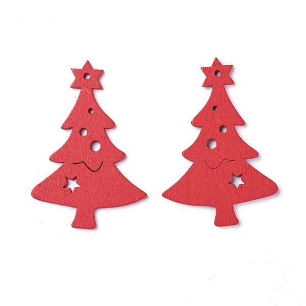 

PandaHall Poplar Wood Pendants, Dyed, Christmas Tree, Red, 68.5x47x3mm, Hole: 2mm Wood Tree Red