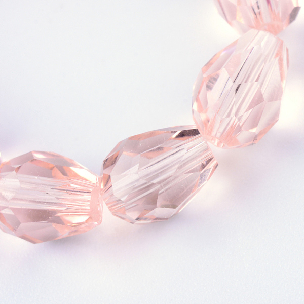 

PandaHall Transparent Glass Bead Strands, Faceted Teardrop, Pink, 8x6mm, Hole: 1mm, about 65pcs/strand, 17.99 inch(45.7cm) Glass Teardrop...