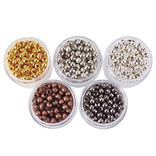 

PandaHall 5 Box Iron Round Spacer Beads, Mixed Color, 4mm, Hole: 1.5mm, about 13g/box Iron Round