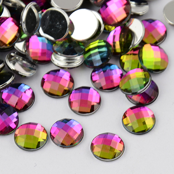 

PandaHall Taiwan Acrylic Rhinestone Cabochons, Flat Back and Faceted, Half Round/Dome, Colorful, 10x3mm Acrylic Rhinestone Half Round Silver