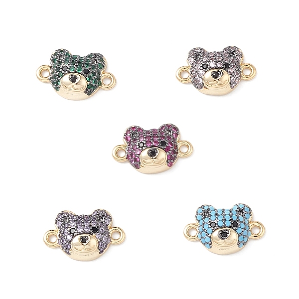 

PandaHall Brass Micro Pave Cubic Zirconia Connector Charms, Real 16K Gold Plated, Bear Links, Mixed Color, 1. 9.5x15x4mm, Hole: 1.4mm..., Multicolor