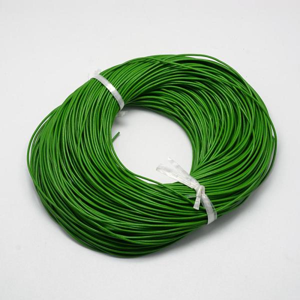 

PandaHall Spray Painted Cowhide Leather Cords, Green, 2.0mm, about 100yards/bundle(300 feet/bundle) Cowhide Round Green