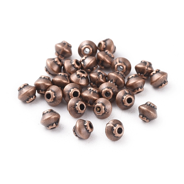 

PandaHall Tibetan Style Spacer Beads, Bicone, Zinc Alloy, Lead Free & Nickel Free & Cadmium Free, Red Copper Color, 5x4.5mm, Hole: 1mm Alloy...