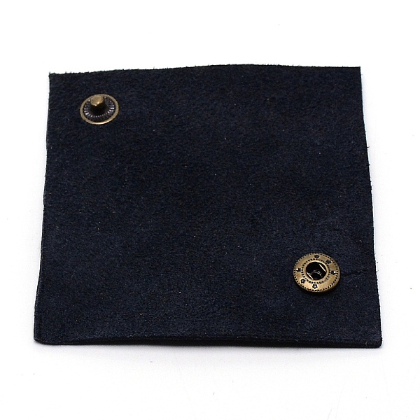 

PandaHall Leather Data Cables Storage Bands, with Alloy Snap Button, Square, Black, 72x72x5.5mm Leather Black