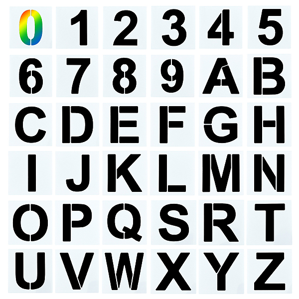 PandaHall GORGECRAFT 36Pcs Letter Stencils 5 inch Alphabet Templates Reusable Plastic Number Stencils for Painting on Wood Wall Fabric...