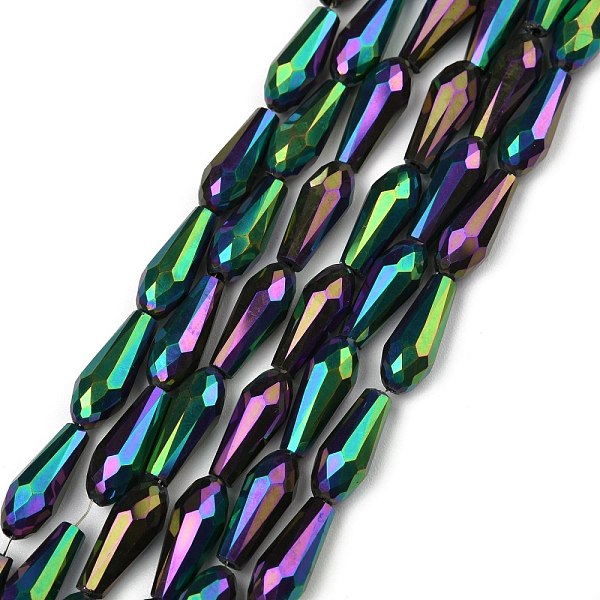 

PandaHall Electroplate Glass Beads Strands, Half Plated, Faceted, Teardrop, Green Plated, 15x6mm, Hole: 1mm, about 50pcs/strand, 28.3 inch...