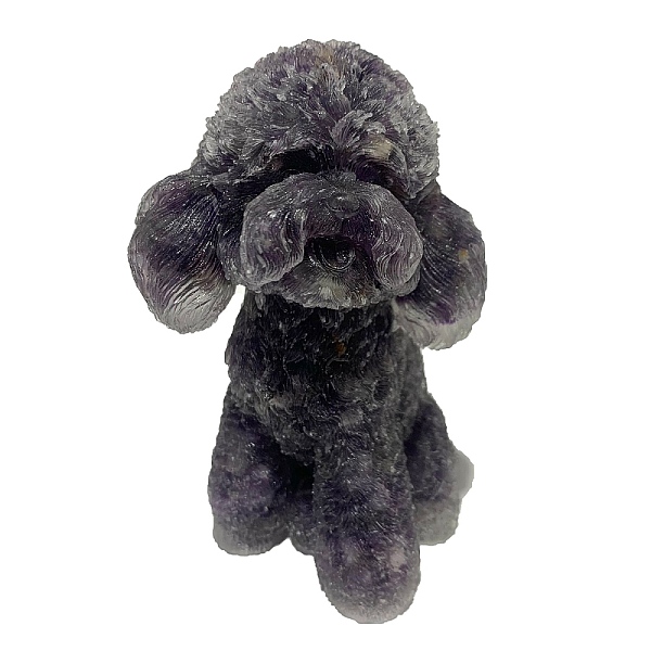 

PandaHall Resin Dog Display Decoration, with Natural Amethyst Chips inside Statues for Home Office Decorations, 55x55x100mm Amethyst Dog