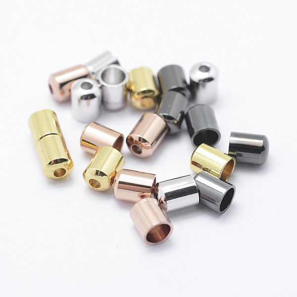 

PandaHall Brass Cord Ends, End Caps, Column, Long-Lasting Plated, Mixed Color, 5x4mm, Hole: 1mm, 3mm inner diameter Brass Multicolor
