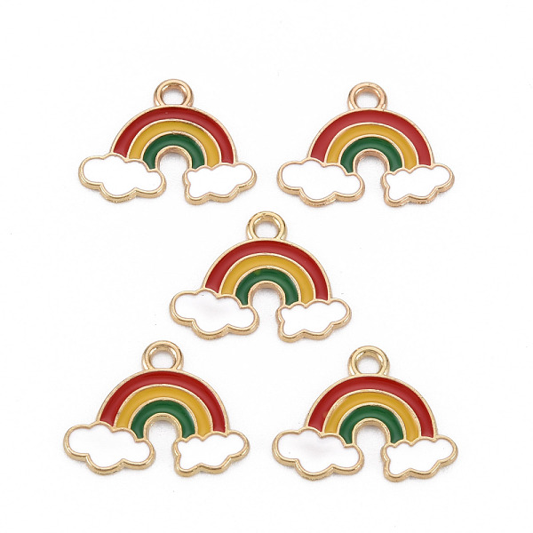 

PandaHall Alloy Enamel Pendants, Light Gold, Cadmium Free & Nickel Free & Lead Free, Rainbow, Green, 14.5x19x1mm, Hole: 2mm Alloy+Enamel...