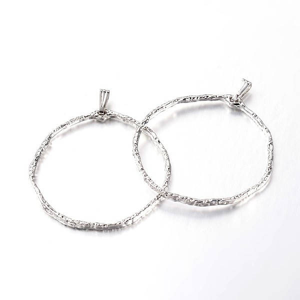 

PandaHall Ring Brass Big Pendants, Platinum, 45x42x2mm, Hole: 5x2mm Brass Ring