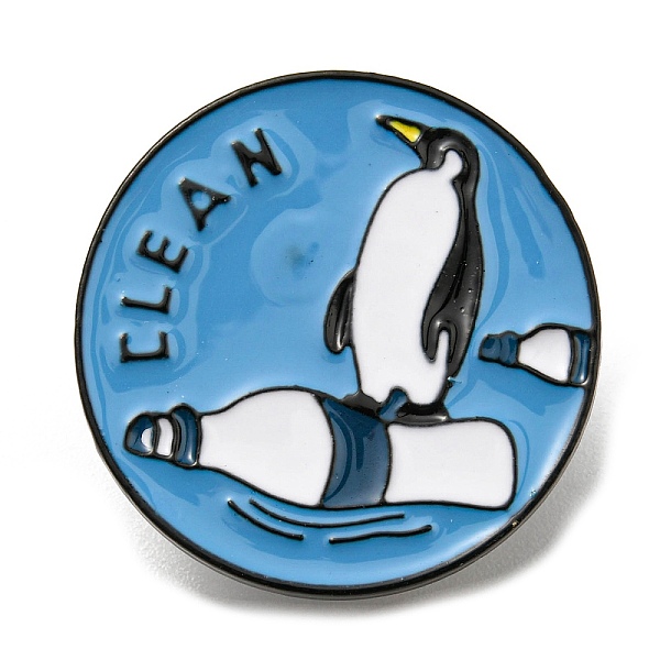 

PandaHall Marine Environment Protection Theme Enamel Pin, Electrophoresis Black Zinc Alloy Brooch for Backpack Clothes, Flat Round, Penguin...