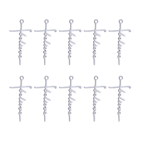 

PandaHall 10Pcs Believe Cross Charm Pendant Cross Faith Charm Necklace Stainless Steel Pendant for Christian Religious Jewelry Gifts Making...
