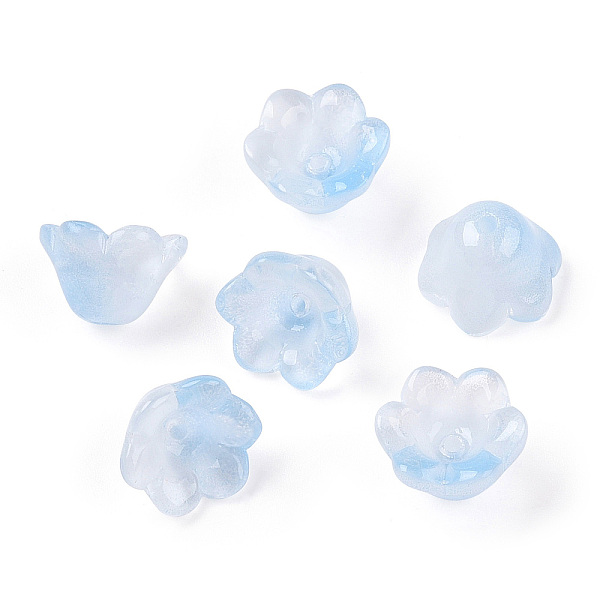 

PandaHall Baking Painted Transparent Glass Bead Caps, Campanula, Cornflower Blue, 11x7.5mm, Hole: 1.2mm, about 980~1000pcs/set Glass