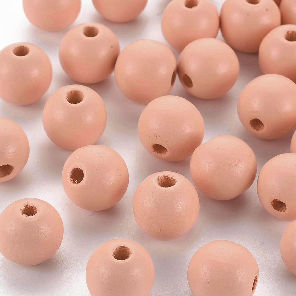 

PandaHall Painted Natural Wood Beads, Round, Light Coral, 16mm, Hole: 4mm Schima Wood Round
