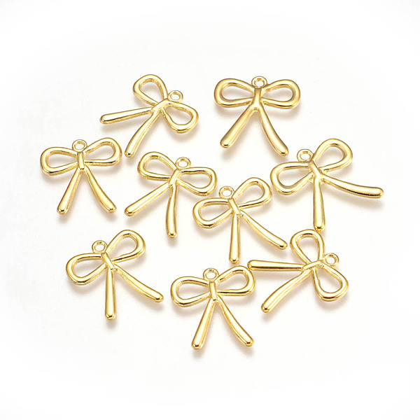 

PandaHall Tibetan Style Alloy Pendants, Lead Free and Cadmium Free, Bowknot, Golden, 25mm long,22mm wide,1.5mm thick, hole:4mm Alloy Bowknot
