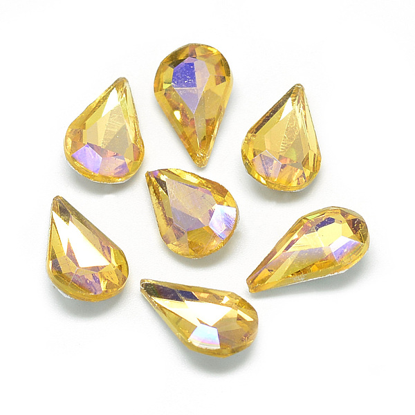 

PandaHall Pointed Back Glass Rhinestone Cabochons, Back Plated, Faceted, AB Color Plated, teardrop, Gold, 13x8x4mm Glass Rhinestone Teardrop...