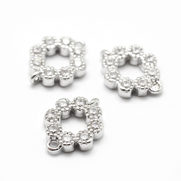 

PandaHall Brass Micro Pave Grade AAA Cubic Zirconia Links, Flower, Lead Free & Nickel Free & Cadmium Free, Real Platinum Plated, 9x12x2mm...