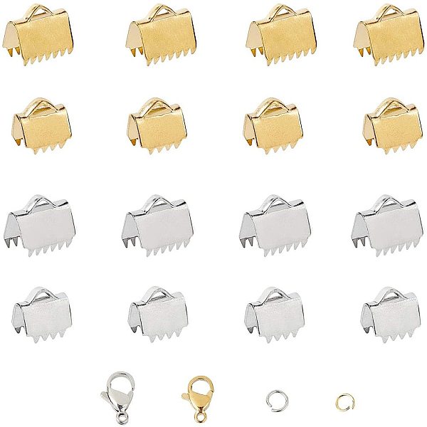 

PandaHall UNICRAFTALE 3 Styles 120pcs Jewelry Making Kits Stainless Steel Ribbon Ends Lobster Claw Clasps with Jump Rings Clamp Ends Mixed...