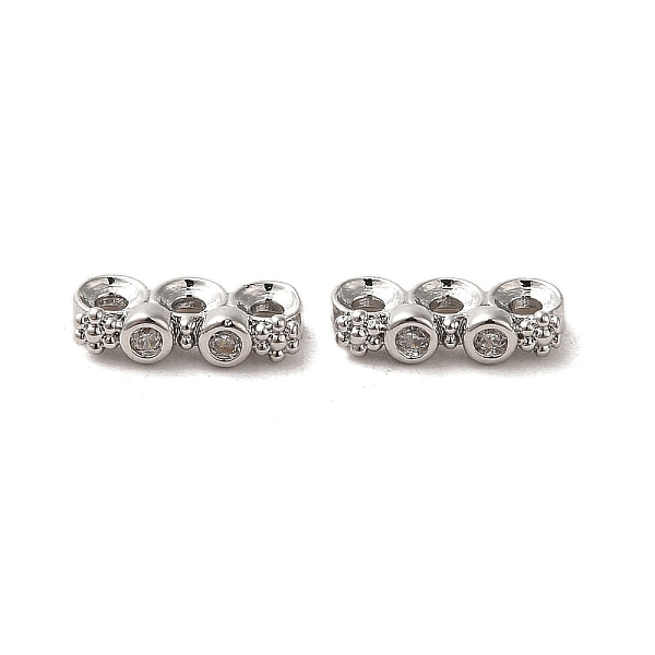 

PandaHall Brass Micro Pave Clear Cubic Zirconia Slide Charms, Flower & Flat Round, Real Platinum Plated, 4x9.5x2.5mm, Hole: 1.2mm...