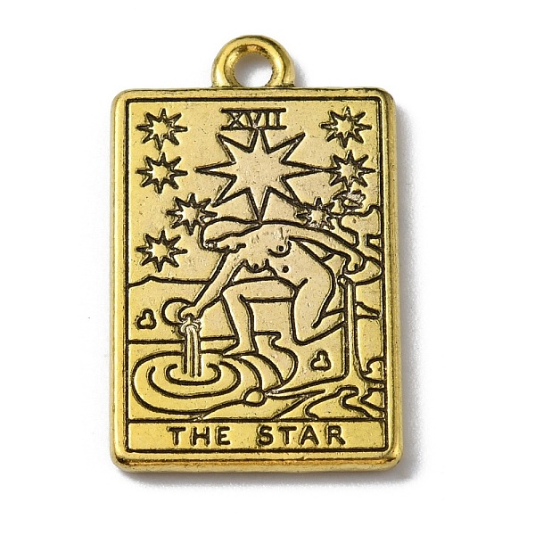 

PandaHall Zinc Alloy Pendants, Rectangle with Tarot Charm, Antique Golden, The Star XVII, 23.3x14x1.5mm, Hole: 1.8mm Alloy Tarot