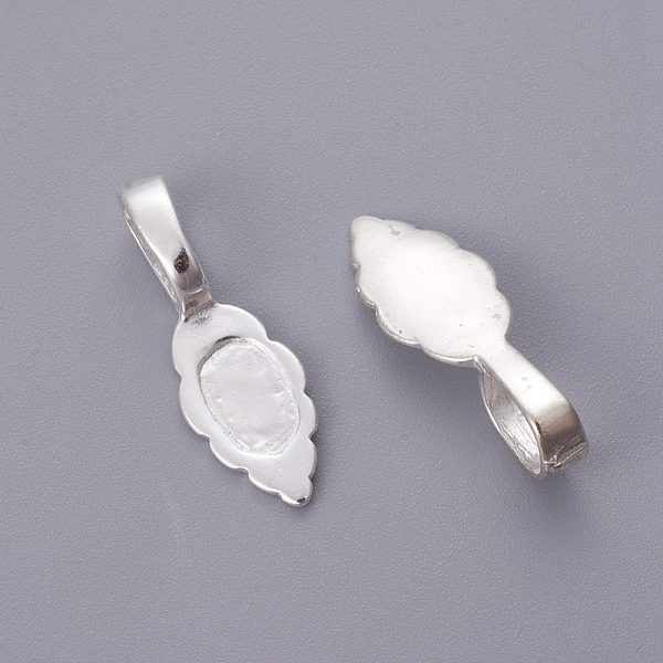 

PandaHall Glue-on Flat Pad Bails, Brass, Silver Color, about 8mm wide, 23mm long, hole: 4.5x7mm Brass