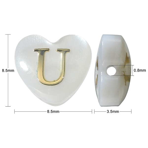 

PandaHall 26Pcs 26 Styles Natural White Shell Beads, Sea Shell Beads, Heart with Gold Color Letter A~Z, White, 8.5x8.5x3.5mm, Hole: 0.8mm...