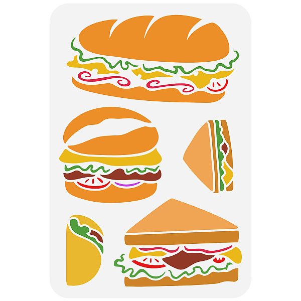 

PandaHall FINGERINSPIRE Fastfood Stencil for Painting 11.7x8.3 inch Hollow Out Hamburger Stencil Sandwiches Craft Stencils Plastic PET...