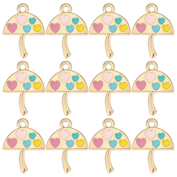 

PandaHall SUNNYCLUE 30Pcs Umbrella with Heart Alloy Enamel Pendants, Golden, Mixed Color, 19x15x1.5mm, Hole: 1.6mm Alloy+Enamel Umbrella..., Multicolor